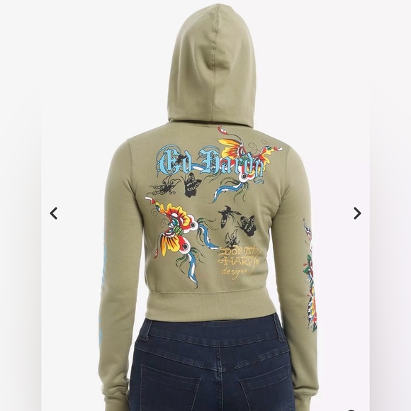 Ed Hardy Crop Zip-Up Hoodie - Picture 2 of 9